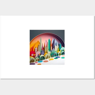 3D Effect Papercut Art - Cityscape Scene Posters and Art